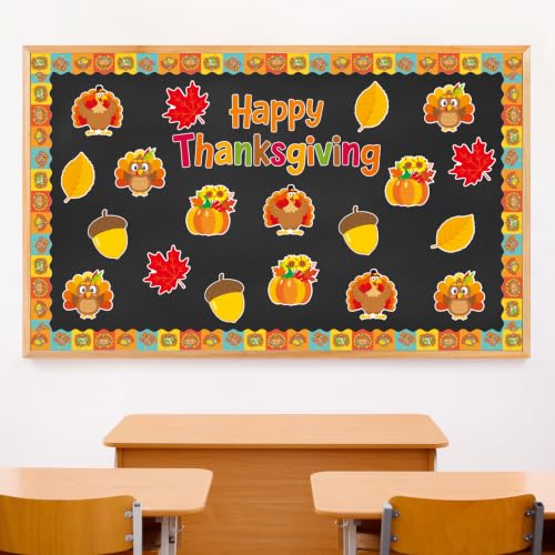 Thanksgiving Turkey Cutouts for Bulletin Boards - 36 Pack, Fall Classroom Decor
