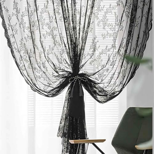 White Lace Canopy Bed Curtains Set - 8 Panels for Queen Bed 39x79, No Pole