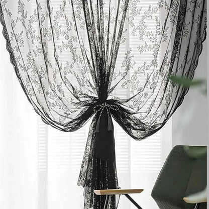White Lace Canopy Bed Curtains Set - 8 Panels for Queen Bed 39x79, No Pole