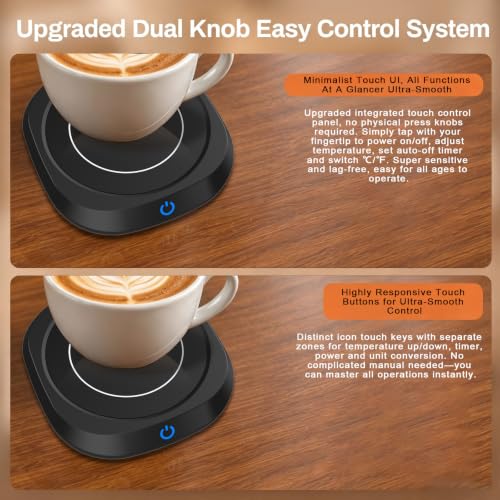 Coffee Cup Warmer with 3 Temperature Settings, 4-Hour Auto Shut-Off - Black