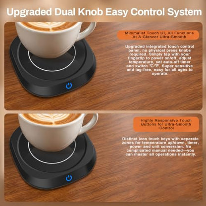 Coffee Cup Warmer with 3 Temperature Settings, 4-Hour Auto Shut-Off - Black