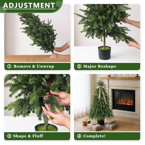 Set of 2 Artificial 4FT Norfolk Pine Trees for Holiday Decor Outdoor Indoor