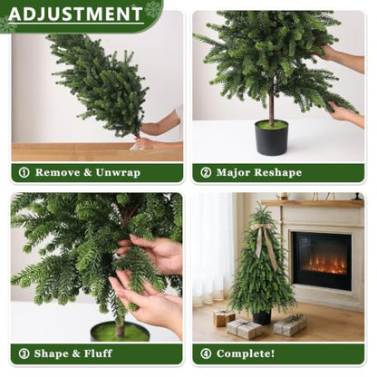 Set of 2 Artificial 4FT Norfolk Pine Trees for Holiday Decor Outdoor Indoor