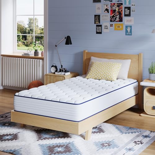 Avenco 6 Inch Twin Mattress, Foam and Spring Hybrid Mattresses in a Box, Medium Soft, Breathable Fabric & Adaptive Support, CertiPUR-US Certified, Twin Size Mattress in Guest and Kids Bedroom
