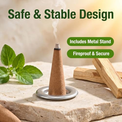 Citronella Incense Cones 60 Count Pack with Metal Dishes for Outdoor Use