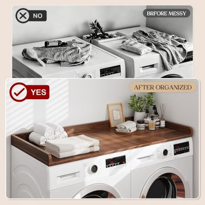 Wood Washer Dryer Countertop - 54 Inches Wide, Walnut Finish