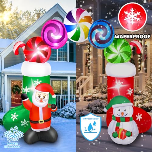 7.8FT Christmas Inflatable Archway with Santa Snowman & LED Lights - Yard Decor