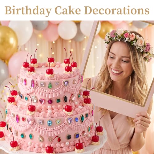 Acrylic Gemstone Cake Topper Set - 100 Assorted Decorative Gems for Birthday & Celebration Cakes