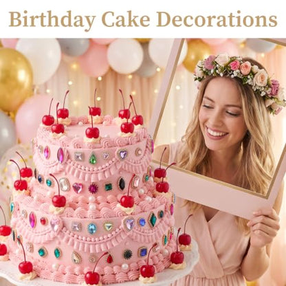 Acrylic Gemstone Cake Topper Set - 100 Assorted Decorative Gems for Birthday & Celebration Cakes