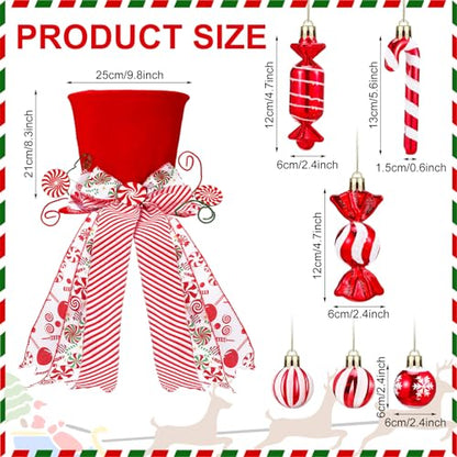 Christmas Candy Cane & Tree Topper Set - Holiday Decor