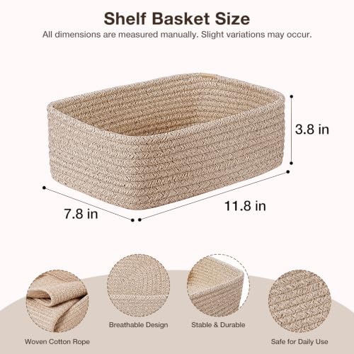 Small Woven Storage Baskets 3 Pack - Mix Brown, Foldable & Divided