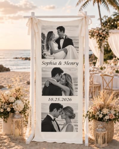 Personalized Wedding Photo Tapestry Custom Couple Backdrop Bride Gown Groomsmen