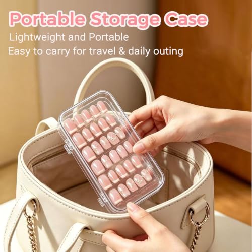 Tri-Fold Press On Nail Storage Case with 30 Double Sided Tape - Nail Organizer