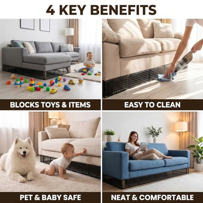 12-Pack 8-Inch Under Couch Blocker for Bed and Furniture - Jet Black