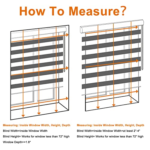 Persilux Custom Size Blackout Roller Window Shades Zebra Blinds Dual Layer Roller Sheer Shades (24" W X 72" H, Light Grey) Roller Blinds Light Control for Day and Night