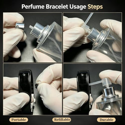 Refillable Perfume Bracelet - Black & Black Jewelry Scent Dispenser