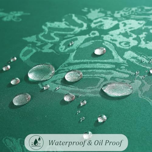 Christmas Tablecloth 60x84 Inch Green Jacquard Spill Proof Non Slip Holiday Decor