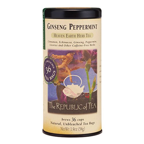 The Republic of Tea Ginseng Peppermint Herbal Tea, 36 Tea Bag Tin