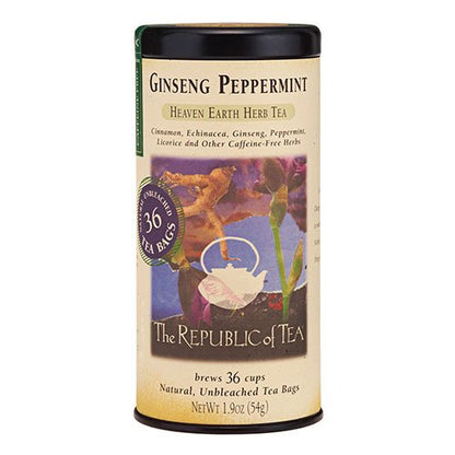 The Republic of Tea Ginseng Peppermint Herbal Tea, 36 Tea Bag Tin