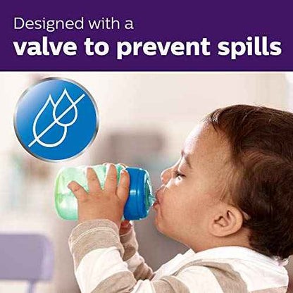 Philips AVENT My Easy Sippy Cup with Soft Spout and Spill-Proof Design, Blue/Green, 9oz, 2pk, SCF553/25