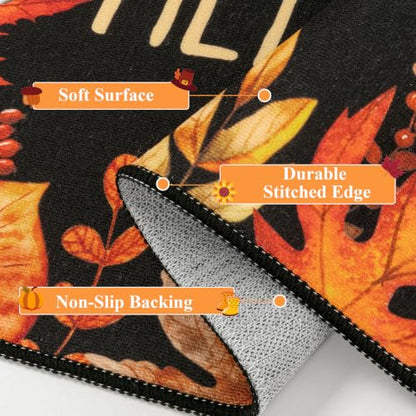 Hello Fall Maple Leaves Doormat 32x48 Inches - Seasonal Front Door Mat with Berries