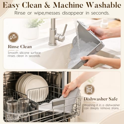 No Adhesive Silicone Splash Guard for Bathtub - Light Grey 2-Pack