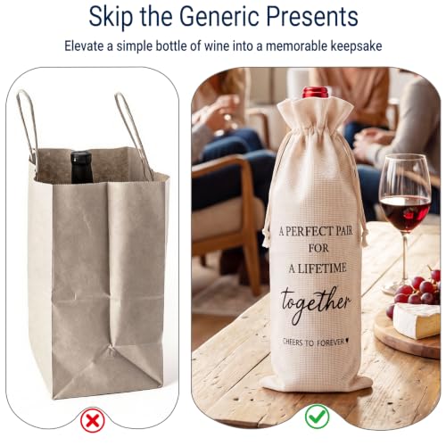 Wedding Wine Gift Bag for Couples - Engagement & Wedding Bottle Wrap