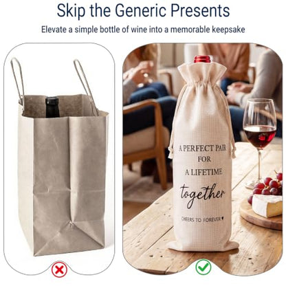 Wedding Wine Gift Bag for Couples - Engagement & Wedding Bottle Wrap