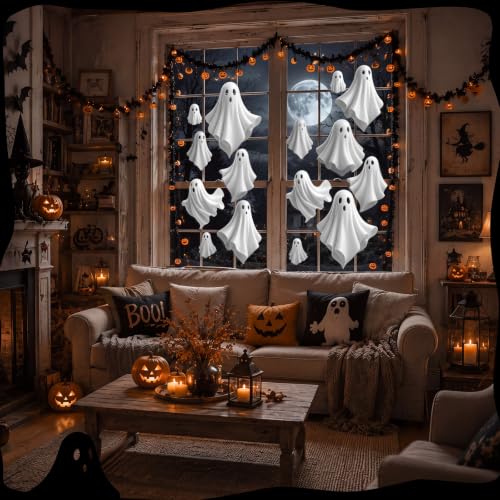Halloween Ghost Window Clings 2 Sheets 3D Decals Indoor Decor