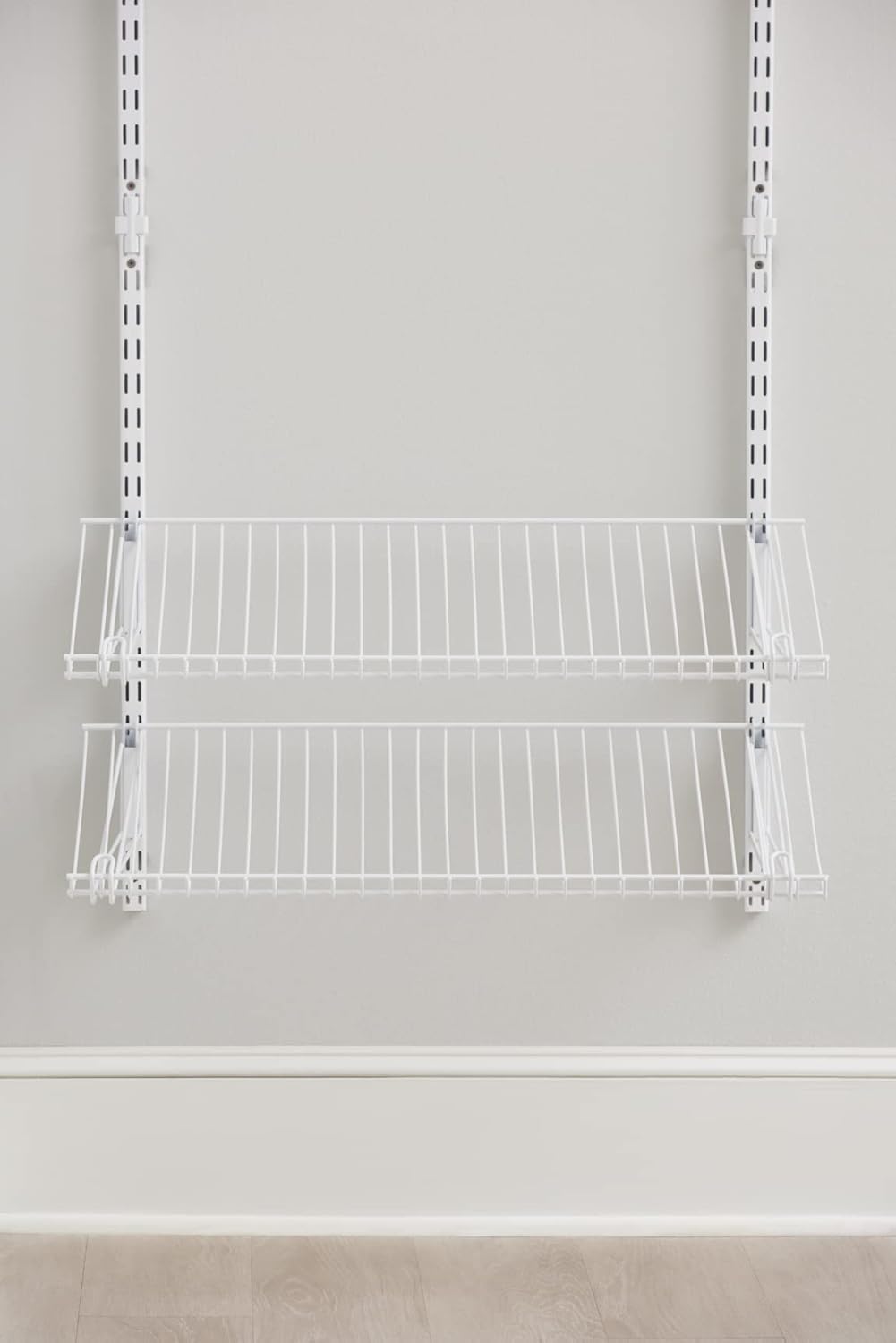 Rubbermaid Customizable Wall Mount Shoe Shelf - White | Ideal for Home Organization & Closet Storage