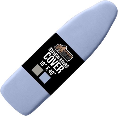 GORILLA GRIP The Original Ironing Board Cover and Pad, Silicone Coating, 400°F Scorch Resistant Thick Padding, Heavy Duty Iron Covers Standard Boards, Hook and Loop Fastener Strap, Blue 18x49