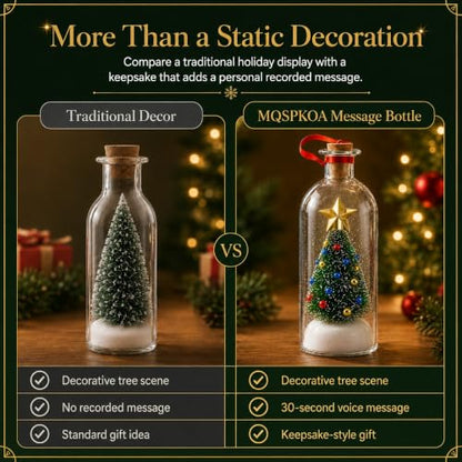 3pcs Recordable Glass Christmas Tree Message in a Bottle Holiday Ornament