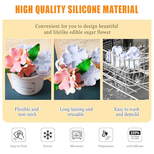 Flower Cookie Cutters Set - 3D Cookie Cutter with Plunger Stamp, Variation of Flower