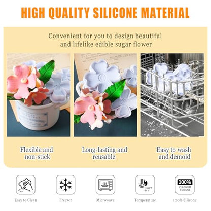 Flower Cookie Cutters Set - 3D Cookie Cutter with Plunger Stamp, Variation of Flower