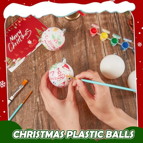 108 Pcs DIY Christmas Ornament Balls - 2.36 Inch White Holiday Decorations with Customizable Surface - Safe Plastic Tree Decor