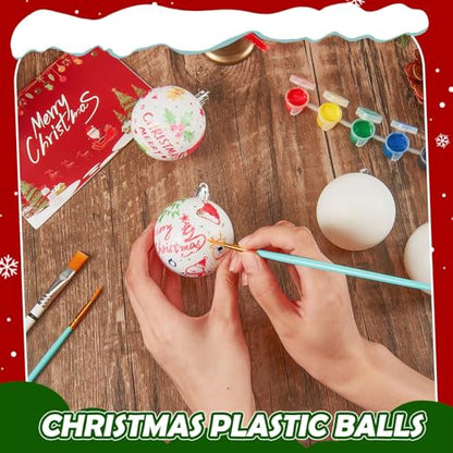 108 Pcs DIY Christmas Ornament Balls - 2.36 Inch White Holiday Decorations with Customizable Surface - Safe Plastic Tree Decor