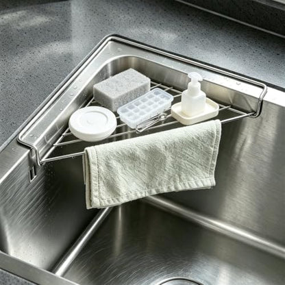 2-Pack Stainless Steel Corner Sink Shelf Space Saving Dish Drying Rack