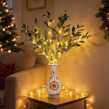 Lighted Olive Branches 5 Pack with 20 LEDs Battery Decor for Home & Events