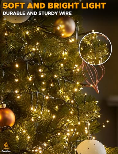 EcoNour 1500 LED Cluster Warm White Christmas Lights - 8 Modes, 61.5 Ft