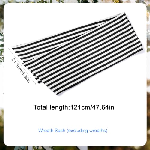 4-Pack Black and White Striped Wreath Sashes for Front Door Decor