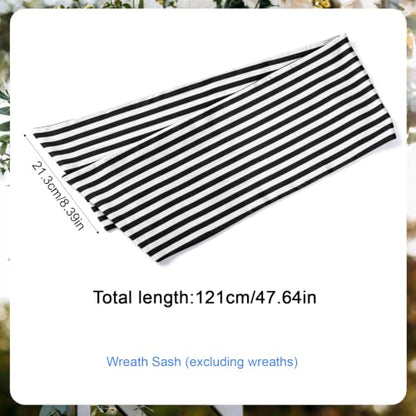 4-Pack Black and White Striped Wreath Sashes for Front Door Decor