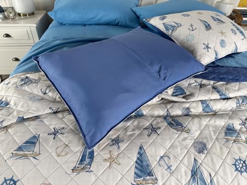 BrylaneHome Scalloped Hem Bedspread - White Seashells Queen Variation