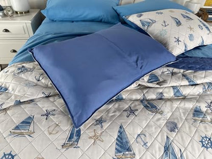 BrylaneHome Scalloped Hem Bedspread - White Seashells Queen Variation