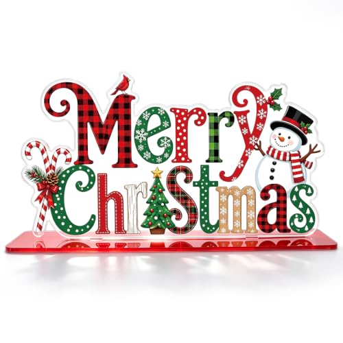 Christmas Acrylic Table Sign Indoor Holiday Decor Snowman