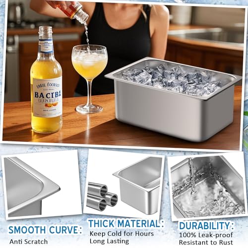 Meekoo 4 Pack 9L Stainless Steel Ice Buckets for Freezer, Wine & Beverage