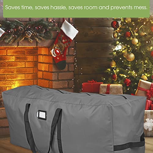 Heavy Duty Christmas Tree Storage Bag - Fits Up to 7.5 Ft Disassembled Tree - Gray