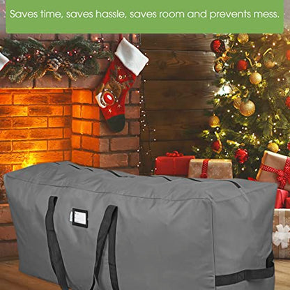 Heavy Duty Christmas Tree Storage Bag - Fits Up to 7.5 Ft Disassembled Tree - Gray