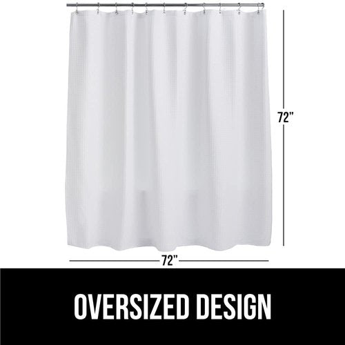 GORILLA GRIP Waffle Shower Curtain, Thick Weighted Fabric, Wrinkle and Rust Resistant, Classic Hotel Quality Design, Heavy Duty Long Curtains for Bathroom Showers, Bath Tubs, Machine Wash, 72x72 White