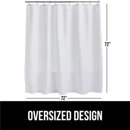 GORILLA GRIP Waffle Shower Curtain, Thick Weighted Fabric, Wrinkle and Rust Resistant, Classic Hotel Quality Design, Heavy Duty Long Curtains for Bathroom Showers, Bath Tubs, Machine Wash, 72x72 White