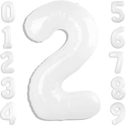 40 Inch White Number Balloons by [Brand Name] - Perfect for 2nd, 12th, 21st Birthday Celebrations & Events